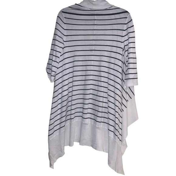 BCBGMAXAZRIA WOMEN'S STRIPED CARDIWRAP SWEATER NAVYSTRIPE S BUTTON SLEEVE NWT - Picture 10 of 11